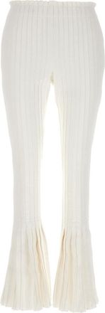 sacai White Ribbed Pleated Pants