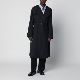 Prada Trench doppiopetto nero in misto cotone