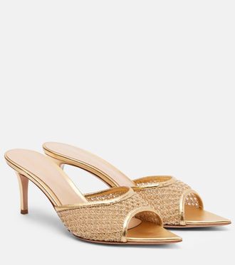 Gianvito Rossi Sienna 70 metallic leather-trimmed mules