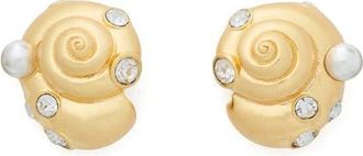 Kate Spade New York beachside shell stud earrings in Clear/Gold. at Nordstrom
