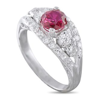 Luxury Bazaar Platinum 0.60ct Diamond Ruby Ring MF17-072826