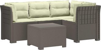vidaXL Sof&aacute; De Jard&iacute;n Para 4 Personas Con Cojines Y Dise&ntilde;o De Rattan Vidaxl