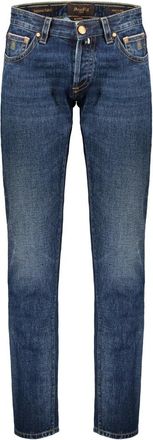 Moorer Klassieke Denim Jeans met Metalen Details - Heren - Slim Fit Jeans - Blauw - W30 - Denim - Jeans