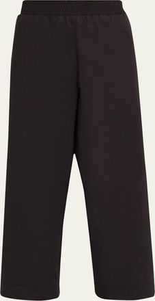 Plan C Cotton Straight-Leg Crop Pull-On Trousers