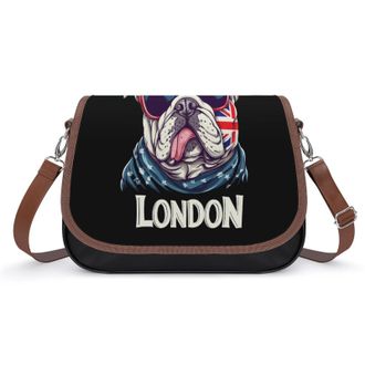 Generic I Love London English Bulldog Eyesglasses Crossbody Bags for Women Shoulder Messenger Bag Purse Handbags