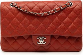 Chanel Voorafbezit Medium Classic Kaviaar Dubbele Flap