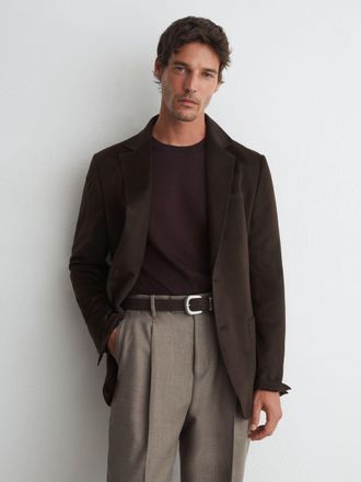 Reiss Chocolate Brown Single-breasted Blazer With Gilet Insert Tailored-fit, 40