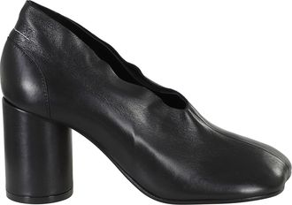 Maison Margiela Black Anatomical Square Toe Leather High Heel Pumps