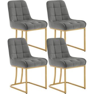 Woltu 4x Velluto Sedie Moderne sala Pranzo Salotto Cucina Seduta, Grigio scuro - Woltu