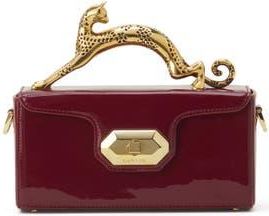 Lanvin Pencil Cat Nano Bag In Patent Leather in Garnet at Nordstrom
