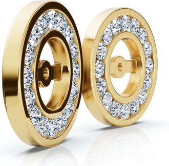 Pompeii3 1/2Ct TW Round Diamond Stud Jackets 14k Gold Lab Grown (5.5mm)