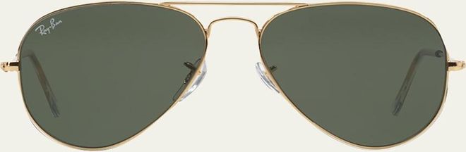 Monochromatic Metal Aviator Sunglasses, Yellow Pattern, 55MM