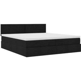 vidaXL Estructura De Cama Otomana Con Colch&oacute;n Tela Negra 200x200 Cm Vidaxl