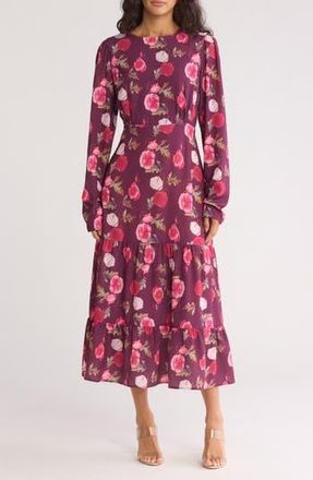 Area Stars Bouquet Long Sleeve Maxi Dress in Burgundy at Nordstrom Rack, Size Medium