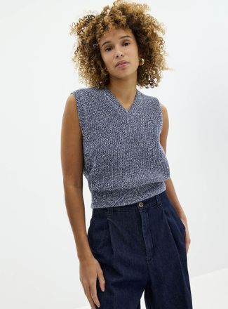 Contemporaine Womens Heathered knit V-neck sweater vest