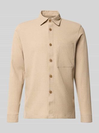 Roy Robson Slim Fit Freizeithemd mit Brusttasche in Taupe, Gr&ouml;&szlig;e XXL