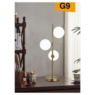 Trade Shop Trade Shop Traesio - Trade Shop - Lampada Da Tavolo G9 Minimalista Bronzo Con 3 Sfere Piantana Terra Con Stelo D33