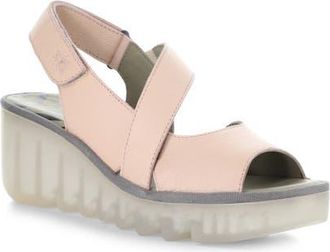 FLY London Basy Slingback Platform Wedge Sandal in Nude Pink at Nordstrom, Size 10-10.5Us