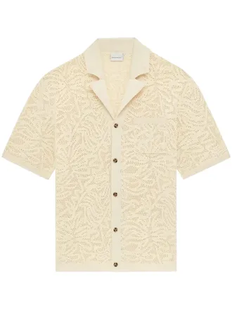 Dr&ocirc;le de Monsieur Short-Sleeved Lace Knit Shirt with Classic Collar
