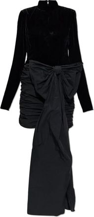 Rotate Velvet Bow Mini Dress - Dames - Feestkleedjes - Zwart - S - Leer - Kleedjes