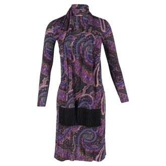 Etro Etro Paisley Print Jurk met Sjaal in Paarse Polyester