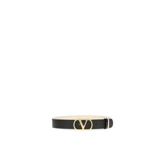 Valentino Garavani Accessoires, Dames, Zwart, ONE Size, Leer, Omkeerbare leren riem met contrasterende VLogo-gesp