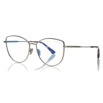 Tom Ford Eyeglasses Cat Eye Full Rim, Shiny Black Frame And Clear Blue Light Block Lens Tf5667-B001