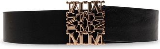 Max Mara Sumero Leren Riem - Dames - Riemen - Zwart - L - Leer - Accessoires