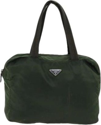 Prada Pre-owned Handbags, female, Green, Size: ONE SIZE Pre-owned Bowling shoulder bag