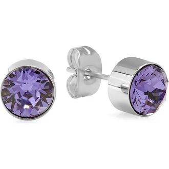 Steeltime 18K Gold Plated April Simulated Birthstone Stud Earrings in Purple at Nordstrom Rack