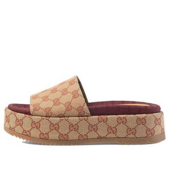 Gucci (WMNS) Gucci GG Slide Sandal Monogram - Beige Brick Red 573018-KQW00-8366