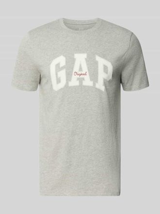 GAP T-Shirt mit Logo und Rundhalsausschnitt in Mittelgrau Melange, Gr&ouml;&szlig;e XXL