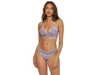 BECCA by Rebecca Virtue Tulum Mira Metallic Corset Front Halter Womens Swimwear : XL, Nylon/Polyester/Spandex
