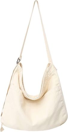 Generic Shoulder Bag Canvas Simple College Student Bookbag Harajuku Satchels (White)