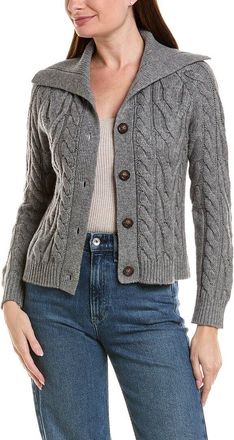 Fort&eacute; Cashmere Luxe Cable Wool & Cashmere-Blend Cardigan