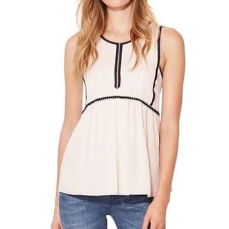 Tory Burch Cream Contrast Trim Sleeveless Top Size M
