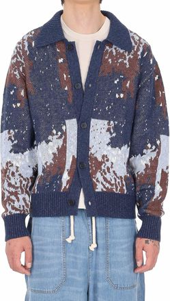 Officine G&eacute;n&eacute;rale Terry Jacquard Linen-Blend Multicolored Cardigan