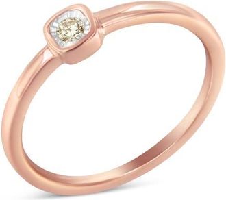 House of Brilliance 14K Rose Gold Plated Sterling Silver Square Diamond Accent Miracle-Set Promise Ring in Rose Gold Over Silver at Nordstrom, Size 6