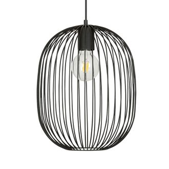 Wonderlamp L&aacute;mpara colgante con pantalla cil&iacute;ndrica de metal y rejilla negro