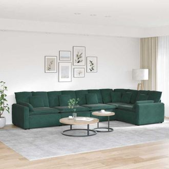 vidaXL Vidaxl - Divano Modulare con Cuscini in Velluto Verde Scuro