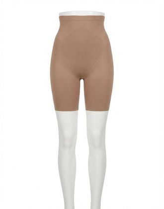 Spanx High-Waisted Mid-Thigh Shorts In Cafe Au Lait