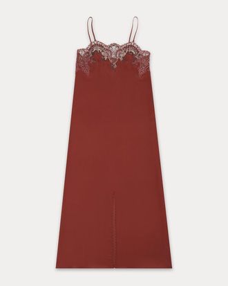 Fortela Aliz&eacute;e Embroidered Silk Dress in Burgundy at Nordstrom, Size 38 Eu