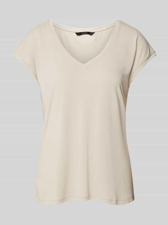 Vero Moda Comfort Fit T-Shirt mit Modal-Anteil Modell FILLI in Taupe, Gr&ouml;&szlig;e M