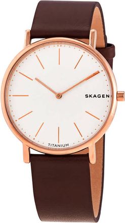 Skagen Leather Quartz White Dial Mens Watch SKW8600