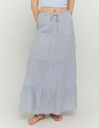 Tally Weijl Maxirock TALLY WEIJL SSKVIJIMY2, Damen, Gr. XS, skyway, sanftes wei&szlig;, Web, Obermaterial: 100% Viskose, bedruckt, bequem lang, R&ouml;cke Maxirock, Viskose,