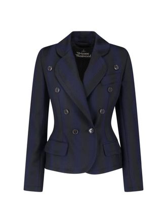 Vivienne Westwood Georgia Blue Navy Striped Double-Breasted Wool Blazer