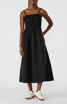 Steve Madden Kit Smocked Flare Maxi Dress in Black/White at Nordstrom, Size Xx-Large
