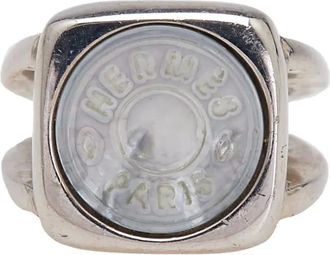 Hermès 2000-2010 Silver Plated Bijouterie Fantaisie Corozo Ring costume ring - unisex - Metal/Silver - One Size