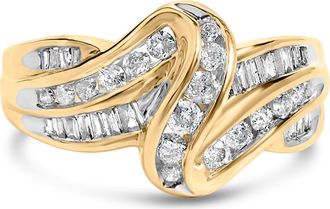 House of Brilliance 10K Yellow Gold 3/4 Cttw Diamond Double Shank Bypass Ring at Nordstrom, Size 7.25