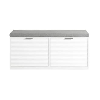 SoBuy Banco zapatero con 2 solapas madera blanco